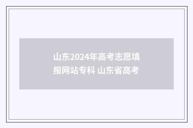 山东2024年高考志愿填报网站专科 山东省高考