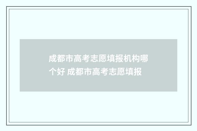 成都市高考志愿填报机构哪个好 成都市高考志愿填报