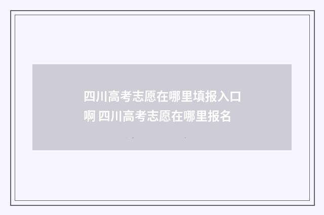 四川高考志愿在哪里填报入口啊 四川高考志愿在哪里报名