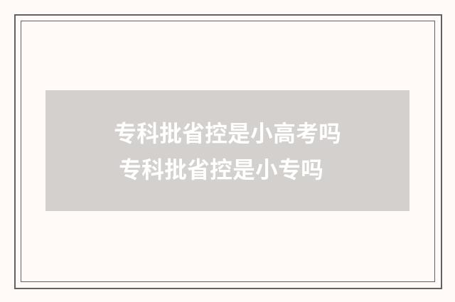 专科批省控是小高考吗 专科批省控是小专吗