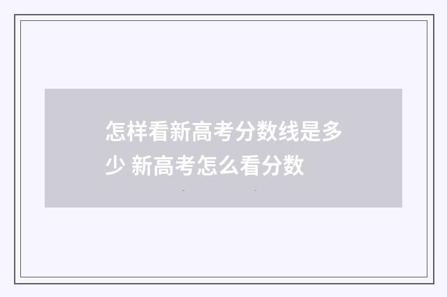 怎样看新高考分数线是多少 新高考怎么看分数