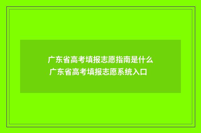 广东省高考填报志愿指南是什么 广东省高考填报志愿系统入口