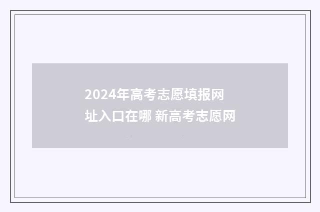 2024年高考志愿填报网址入口在哪 新高考志愿网
