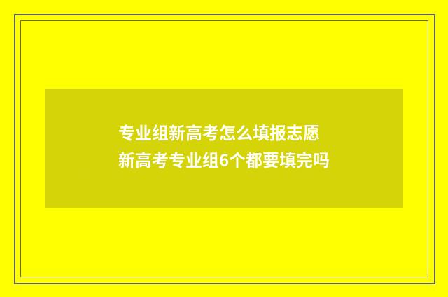 专业组新高考怎么填报志愿 新高考专业组6个都要填完吗