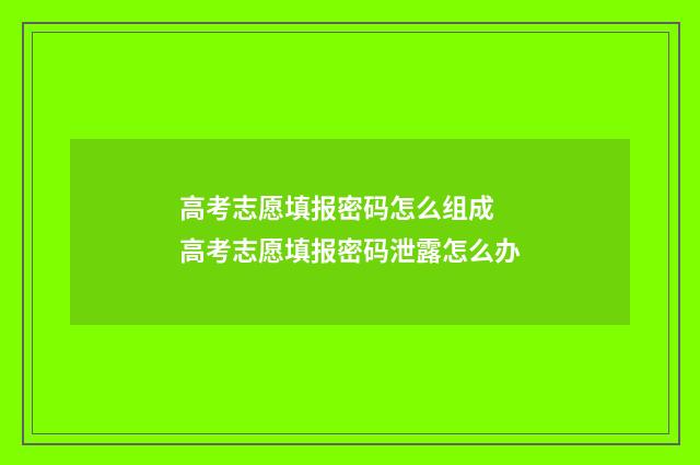 高考志愿填报密码怎么组成 高考志愿填报密码泄露怎么办