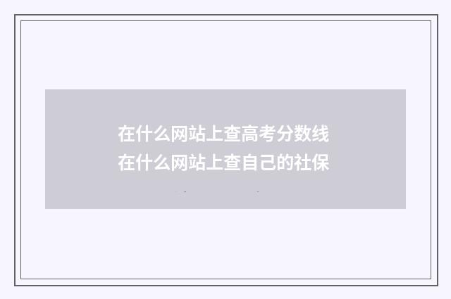 在什么网站上查高考分数线 在什么网站上查自己的社保
