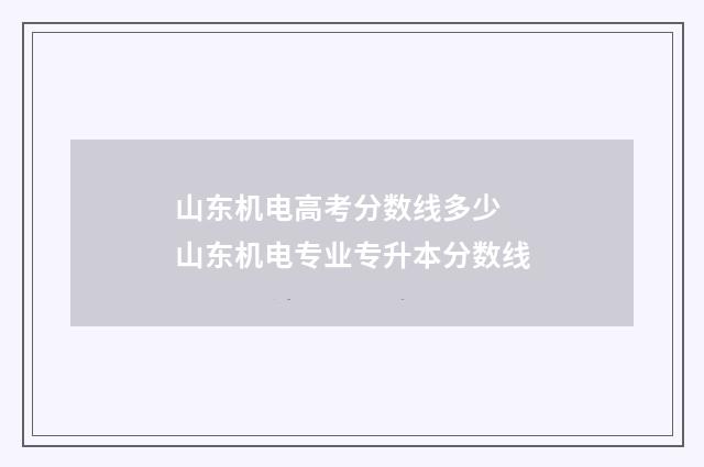 山东机电高考分数线多少 山东机电专业专升本分数线