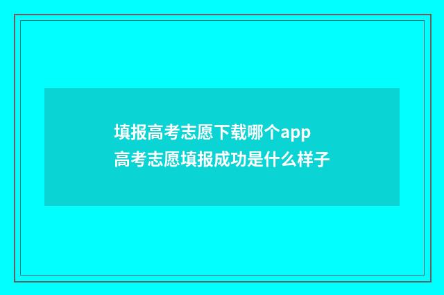 填报高考志愿下载哪个app 高考志愿填报成功是什么样子