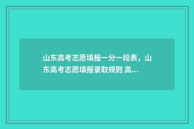 山东高考志愿填报一分一段表，山东高考志愿填报录取规则 高考志愿填报 山东