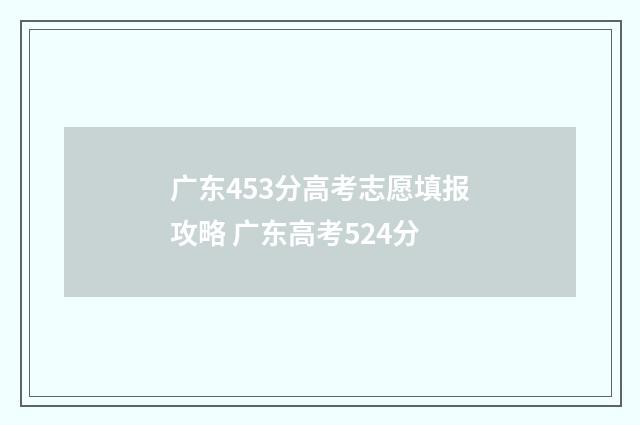 广东453分高考志愿填报攻略 广东高考524分