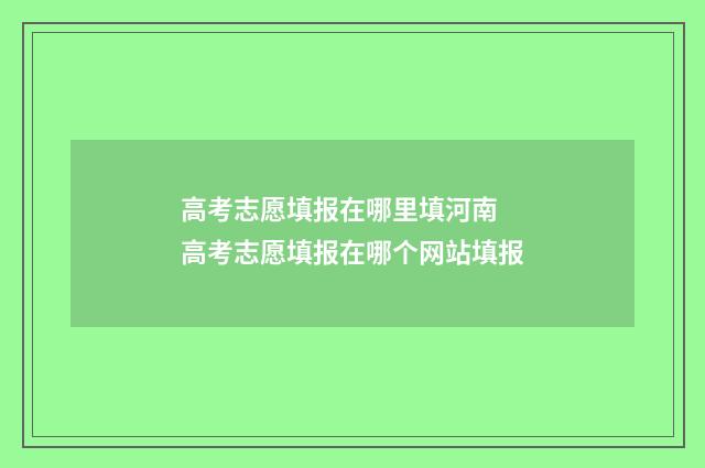高考志愿填报在哪里填河南 高考志愿填报在哪个网站填报