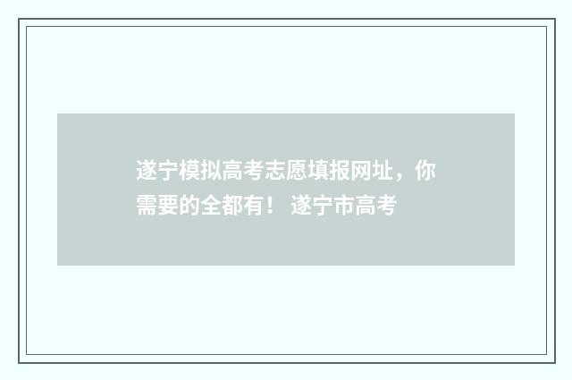 遂宁模拟高考志愿填报网址，你需要的全都有！ 遂宁市高考