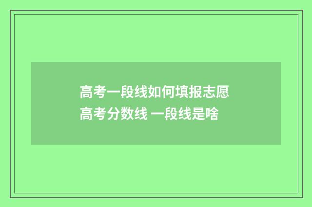 高考一段线如何填报志愿 高考分数线 一段线是啥