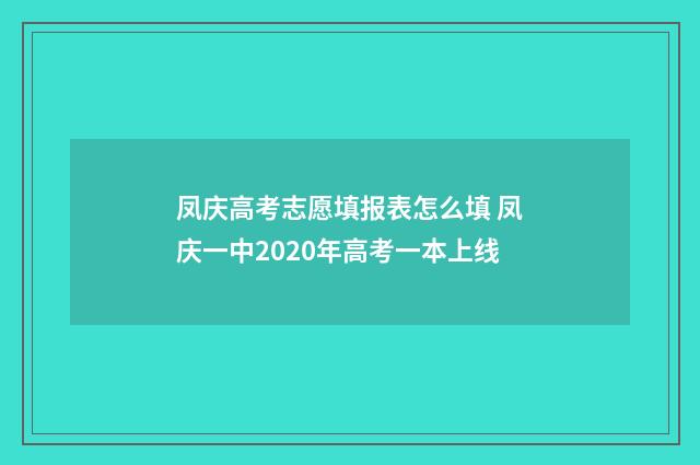 凤庆高考志愿填报表怎么填 凤庆一中2020年高考一本上线