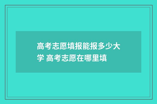 高考志愿填报能报多少大学 高考志愿在哪里填