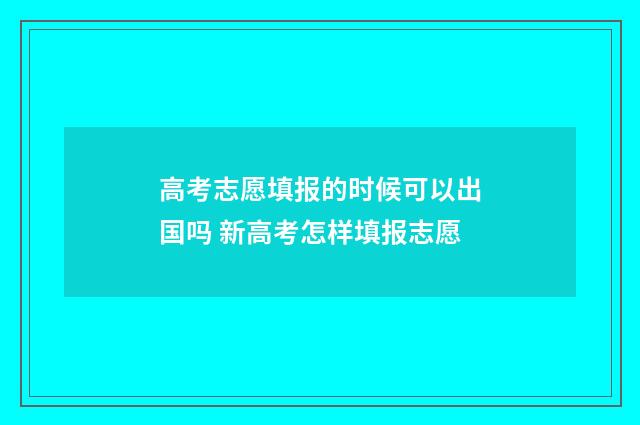 高考志愿填报的时候可以出国吗 新高考怎样填报志愿