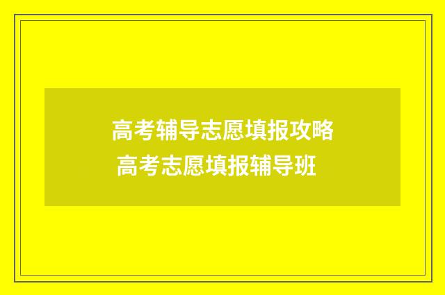 高考辅导志愿填报攻略 高考志愿填报辅导班