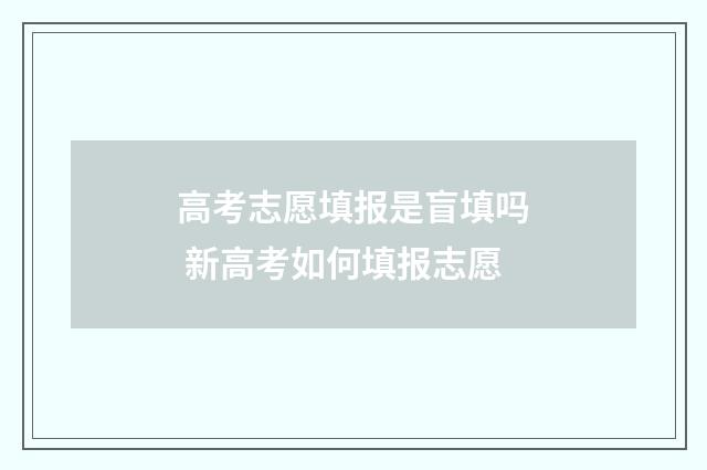 高考志愿填报是盲填吗 新高考如何填报志愿