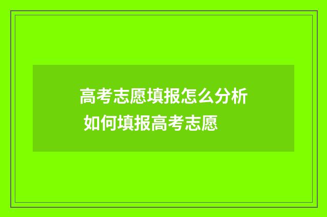 高考志愿填报怎么分析 如何填报高考志愿