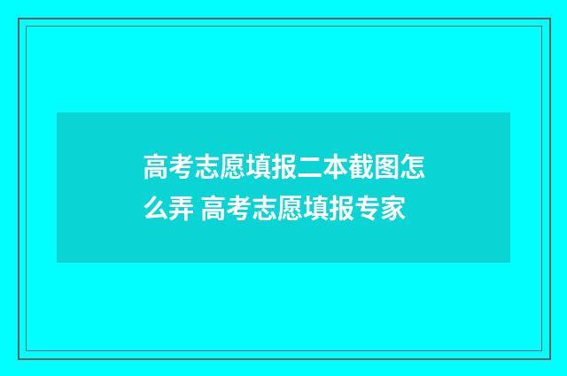 高考志愿填报二本截图怎么弄 高考志愿填报专家