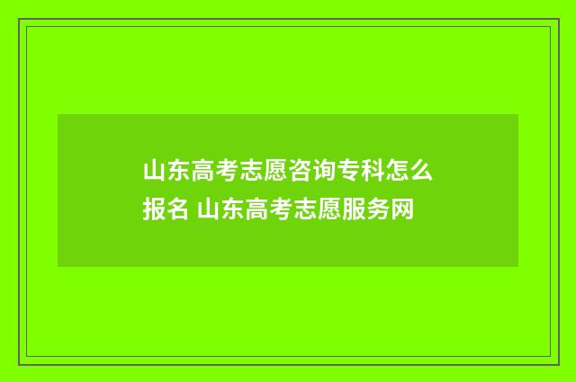 山东高考志愿咨询专科怎么报名 山东高考志愿服务网