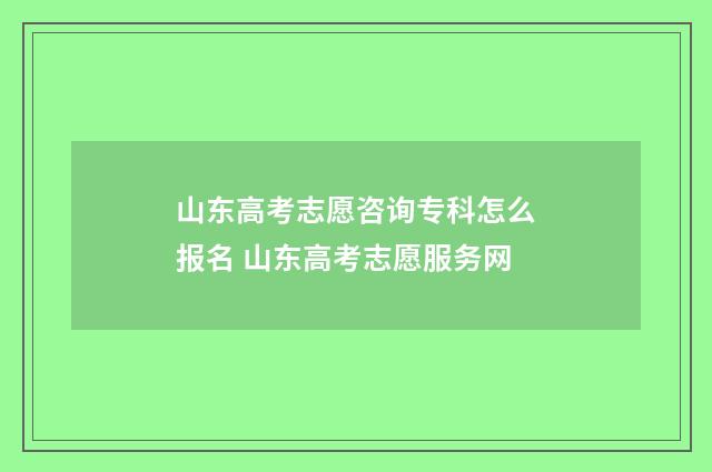 山东高考志愿咨询专科怎么报名 山东高考志愿服务网