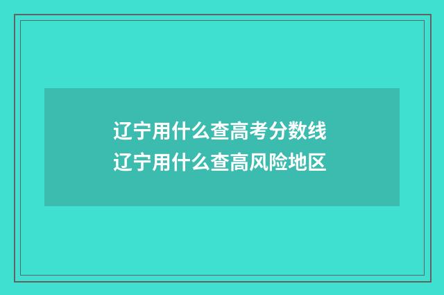 辽宁用什么查高考分数线 辽宁用什么查高风险地区