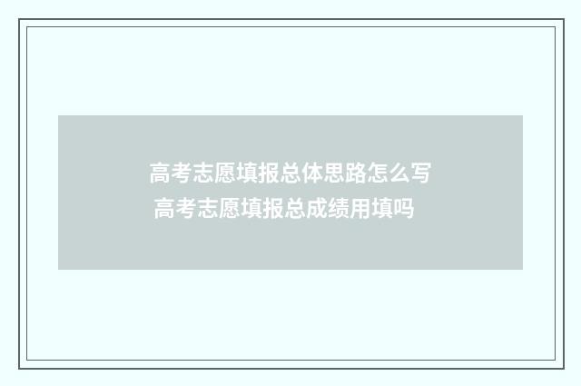 高考志愿填报总体思路怎么写 高考志愿填报总成绩用填吗