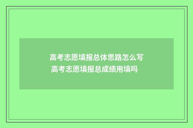 高考志愿填报总体思路怎么写 高考志愿填报总成绩用填吗