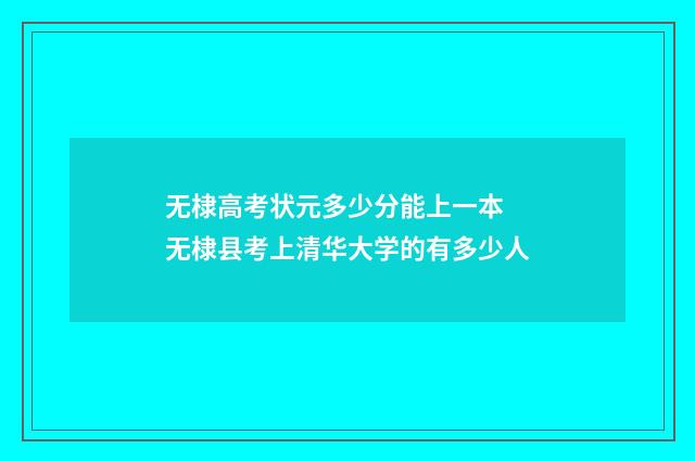 无棣高考状元多少分能上一本 无棣县考上清华大学的有多少人
