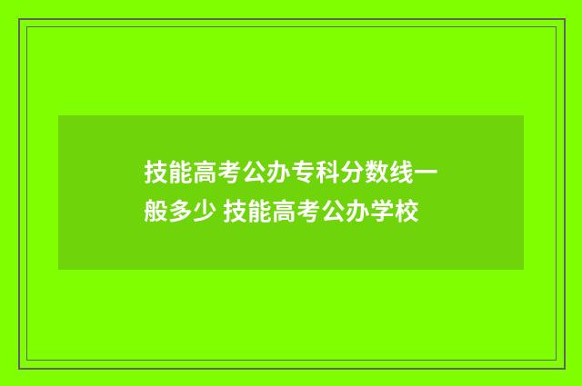 技能高考公办专科分数线一般多少 技能高考公办学校