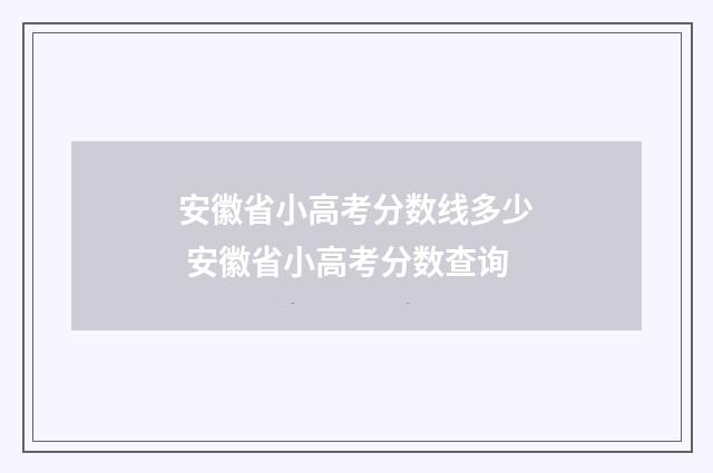 安徽省小高考分数线多少 安徽省小高考分数查询