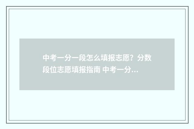 中考一分一段怎么填报志愿？分数段位志愿填报指南 中考一分一段怎么算