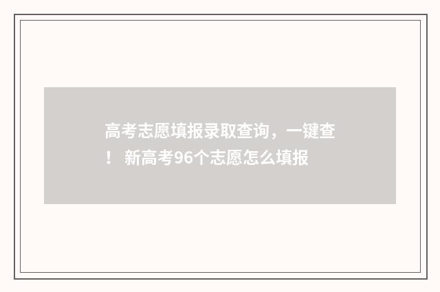 高考志愿填报录取查询，一键查！ 新高考96个志愿怎么填报