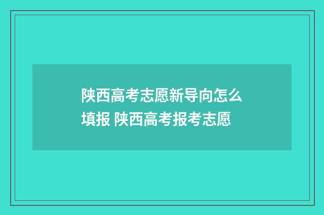 陕西高考志愿新导向怎么填报 陕西高考报考志愿