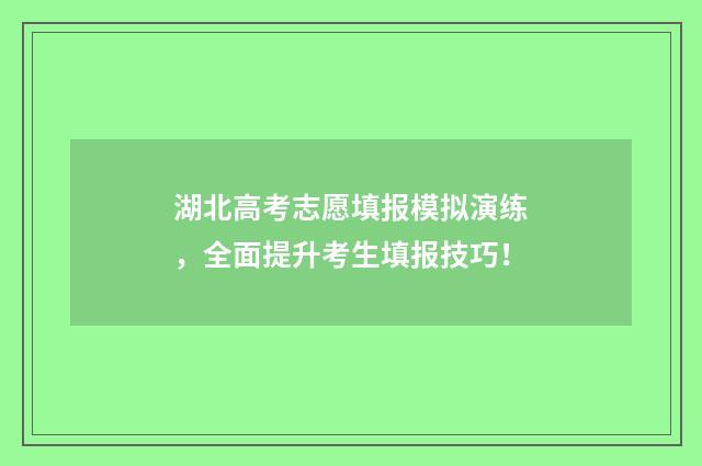 湖北高考志愿填报模拟演练，全面提升考生填报技巧！