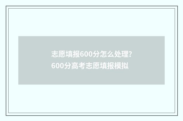 志愿填报600分怎么处理？600分高考志愿填报模拟