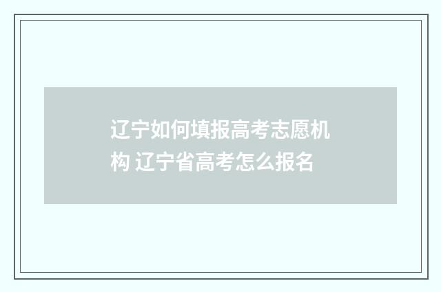 辽宁如何填报高考志愿机构 辽宁省高考怎么报名