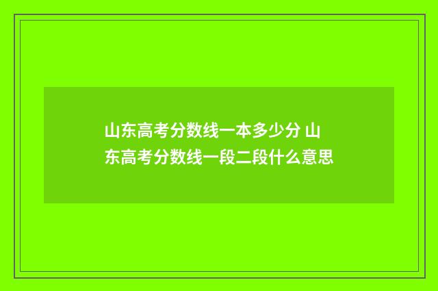 山东高考分数线一本多少分 山东高考分数线一段二段什么意思