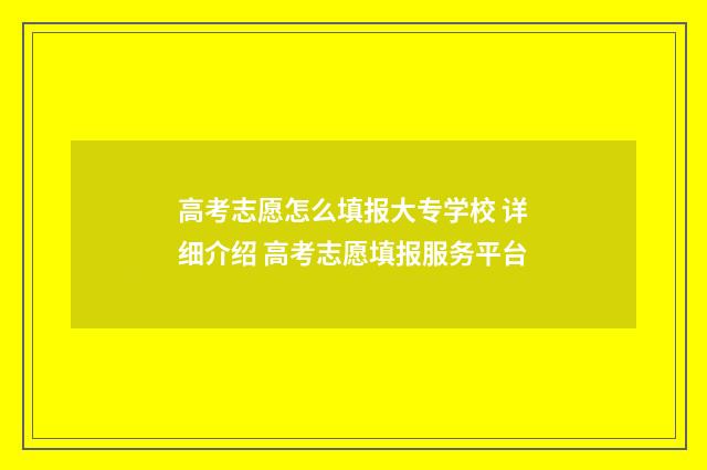 高考志愿怎么填报大专学校 详细介绍 高考志愿填报服务平台