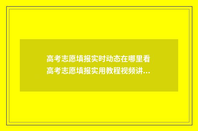 高考志愿填报实时动态在哪里看 高考志愿填报实用教程视频讲解下载