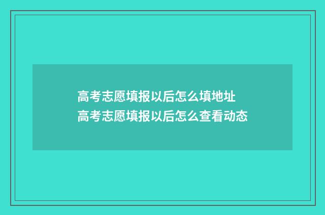 高考志愿填报以后怎么填地址 高考志愿填报以后怎么查看动态