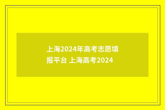上海2024年高考志愿填报平台 上海高考2024