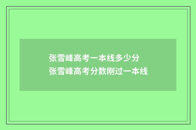 张雪峰高考一本线多少分 张雪峰高考分数刚过一本线