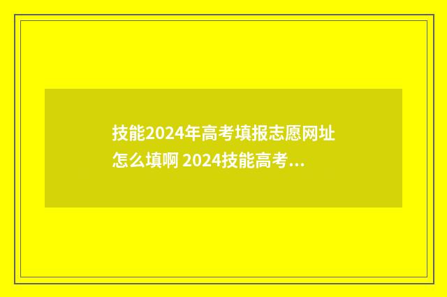 技能2024年高考填报志愿网址怎么填啊 2024技能高考的时间