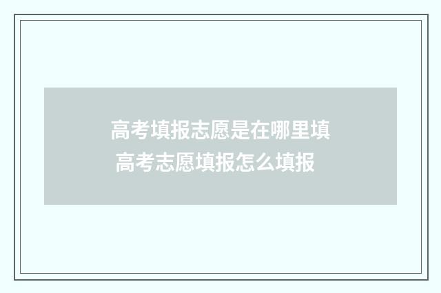 高考填报志愿是在哪里填 高考志愿填报怎么填报