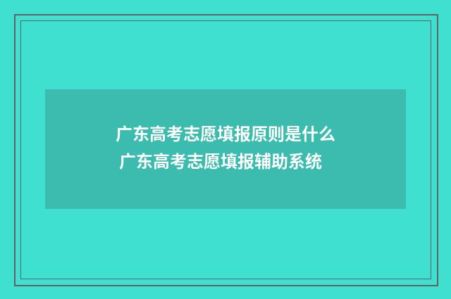 广东高考志愿填报原则是什么 广东高考志愿填报辅助系统