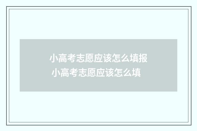 小高考志愿应该怎么填报 小高考志愿应该怎么填