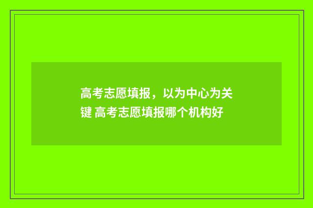 高考志愿填报，以为中心为关键 高考志愿填报哪个机构好