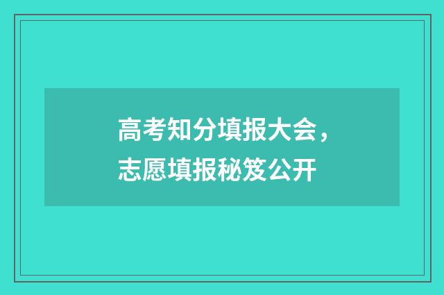 高考知分填报大会，志愿填报秘笈公开